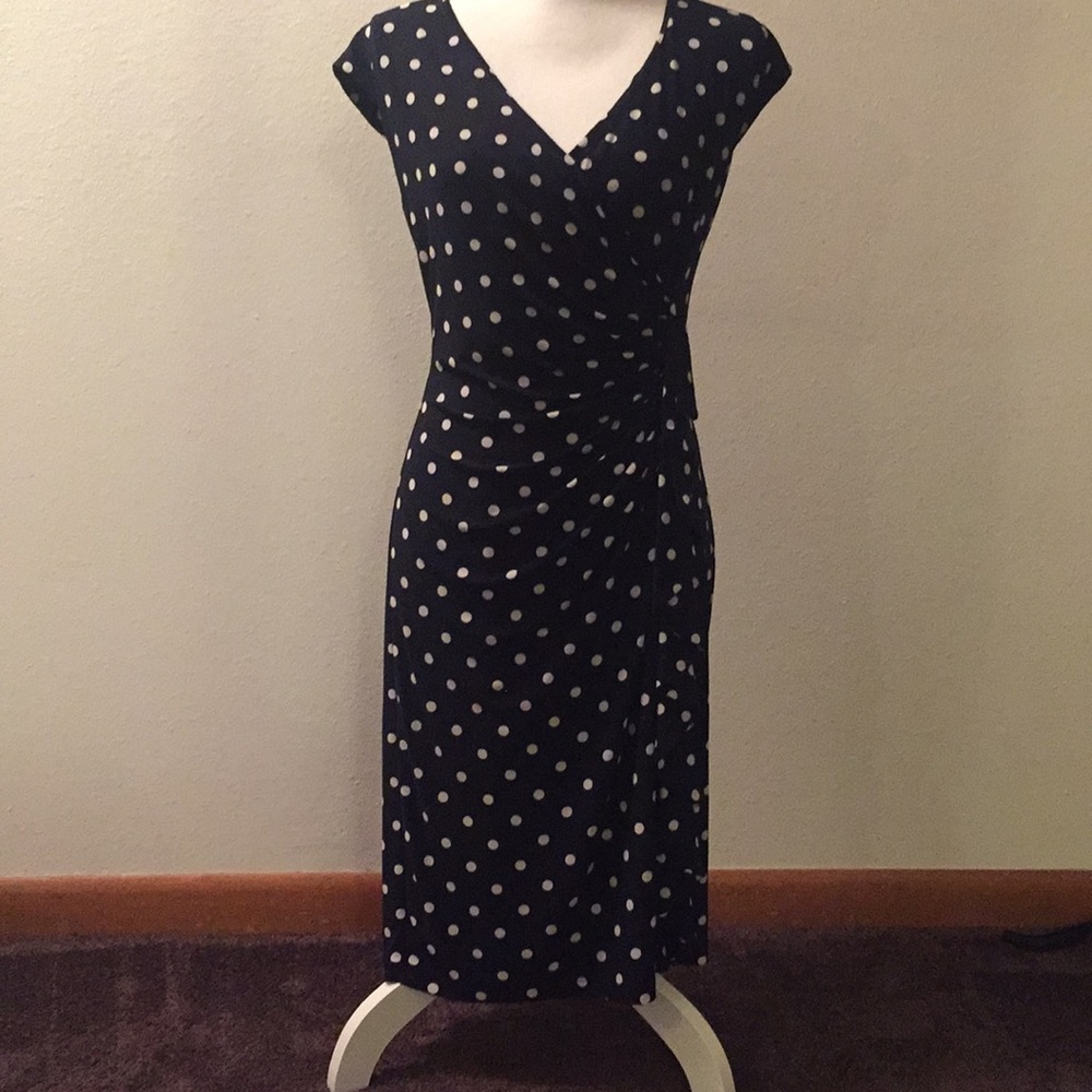Navy Blue Polka Dot Dress.
